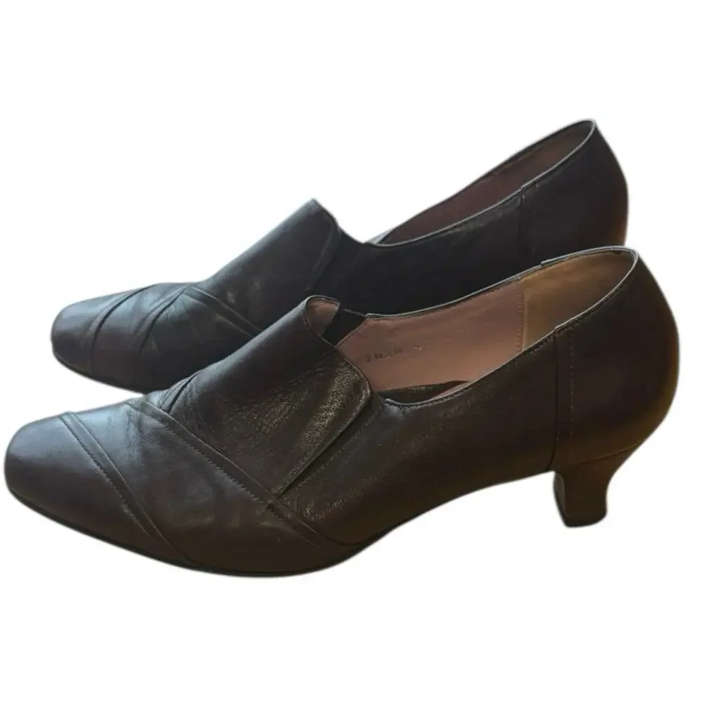 Beautifeel Women's Rosaline Pump Size 40 Brown Leather Low Block Heel Shootie